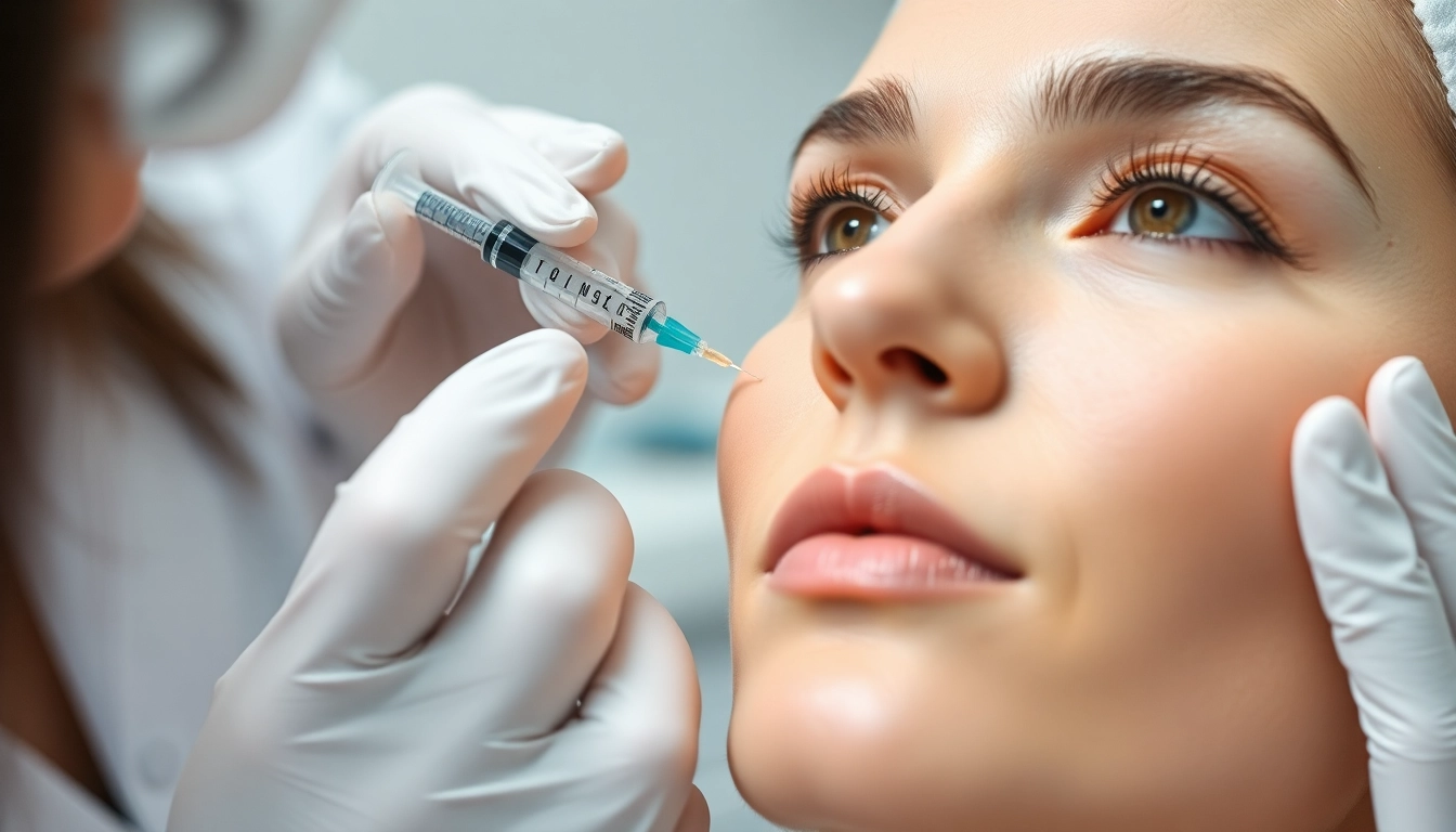 Botox Behandlung erfordert präzise Injektion für sichtbare Faltenermäßigung in einem modernen Behandlungsraum.