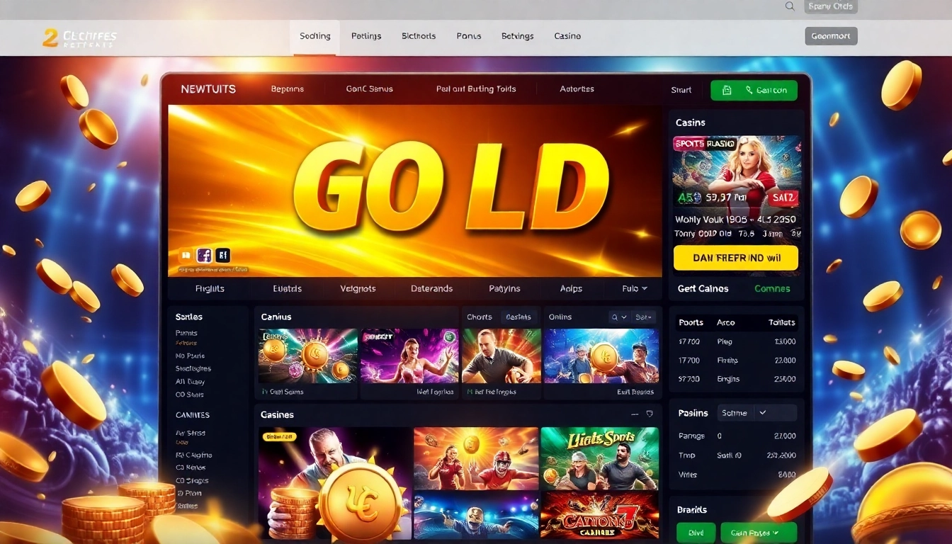 Gold365 logo with a sleek sports and casino interface, highlighting secure online betting and vibrant graphics for user engagement.