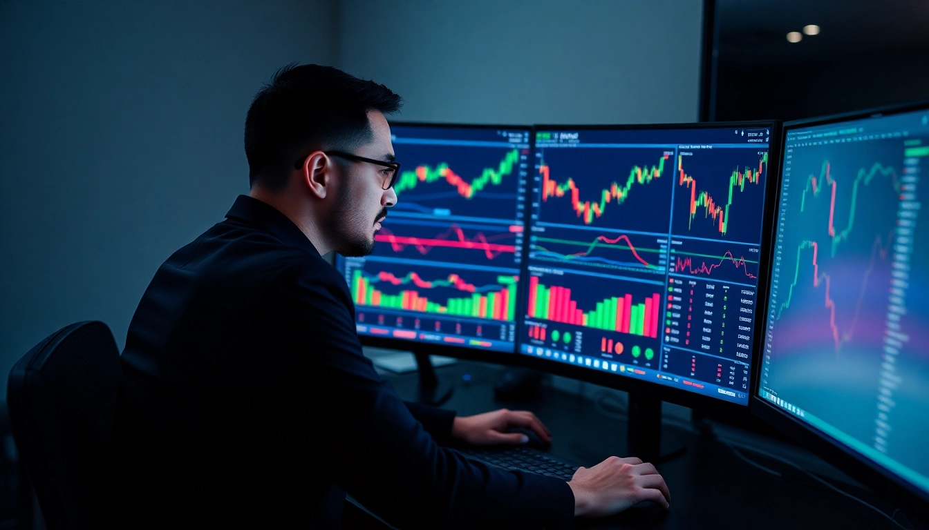 Trading view platform showcasing real-time trading charts with technical analysis tools and